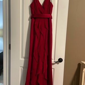 Vera Wang red bridesmaid dress